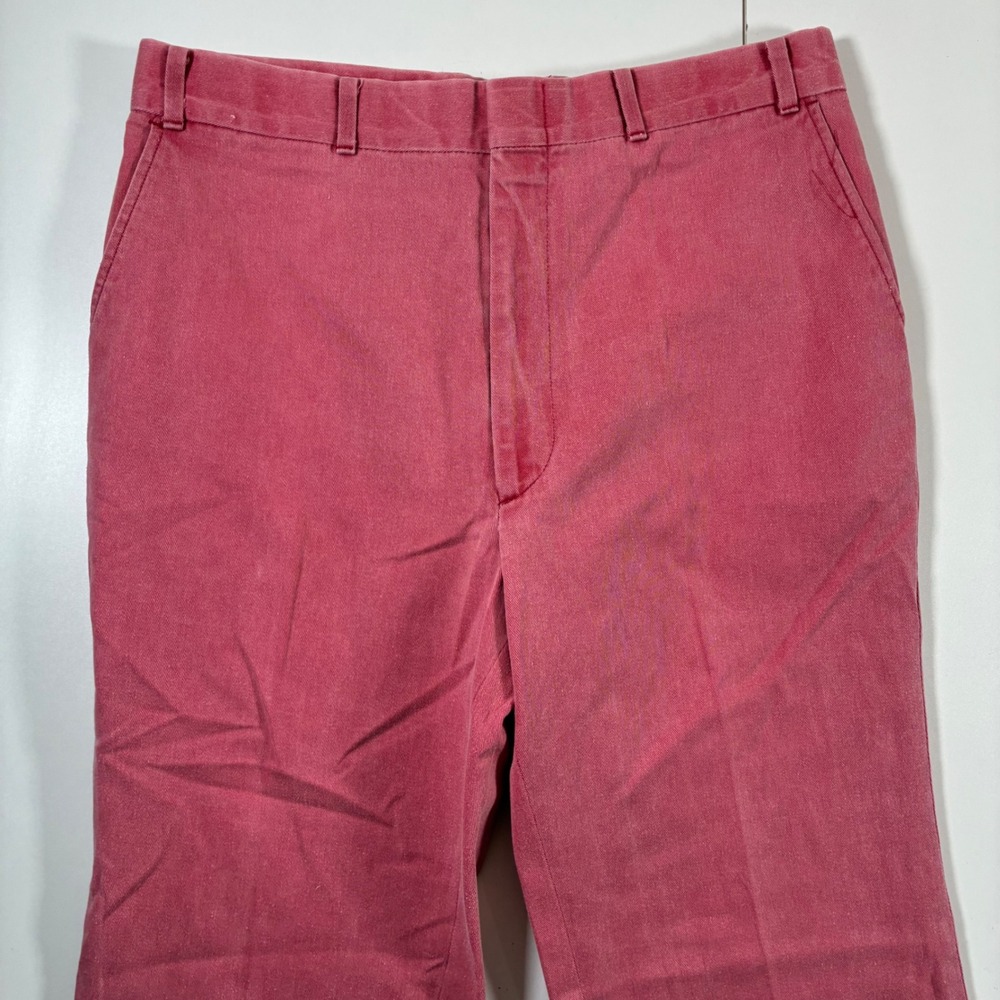 Vintage Orvis Chino Pants 33x25 Red Cuffed Made in USA Cotton Twill (Tag 36)